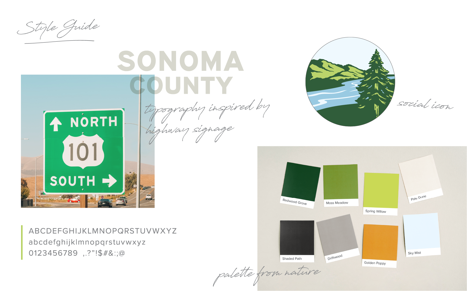 style guide sketch page for Sonoma County Regional Parks brand guidelines